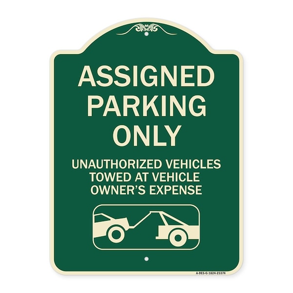 Parking Restriction Assigned Parking Only Unauthorized Vehicles Towed at Owner Expense, G-1824-23374
